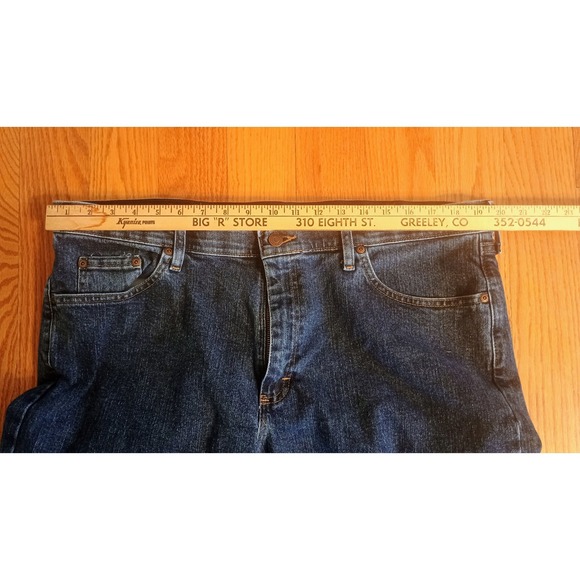 Wrangler Mens Elastic waist band Regular Fit Dark Wash Denim Jeans 38 x 30 - Picture 7 of 8